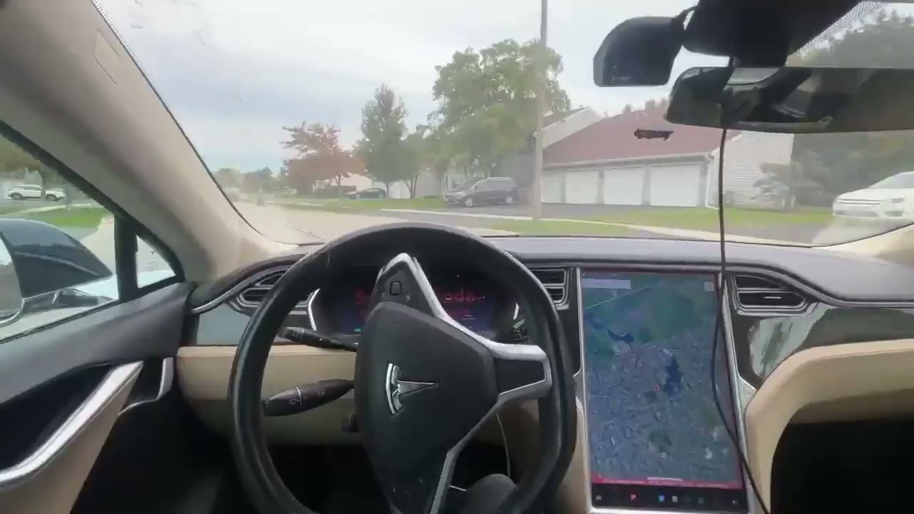 View from inside a Model S during a project drive